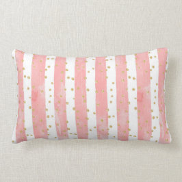 Roze Blush Stripes | Faux Gold Confetti Kussen