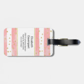 Roze Blush Stripes & Faux Gold Confetti Monogram Bagagelabel (Achterkant horizontaal)