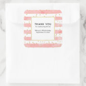Roze Blush Stripes | Faux Gold Confetti Party Vierkante Sticker (Tas)