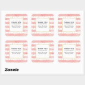 Roze Blush Stripes | Faux Gold Confetti Party Vierkante Sticker (Vel)