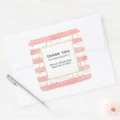 Roze Blush Stripes | Faux Gold Confetti Party Vierkante Sticker (Envelop)