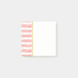 Roze Blush Stripes | Faux Gold Confetti Post-it® Notes