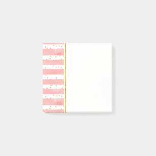 Roze Blush Stripes   Faux Gold Confetti Post-it® Notes