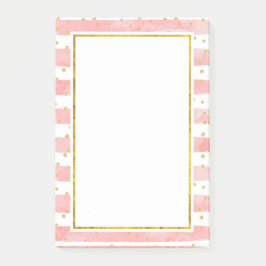 Roze Blush Stripes | Faux Gold Confetti Post-it® Notes