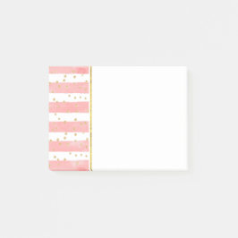 Roze Blush Stripes | Faux Gold Confetti Post-it® Notes