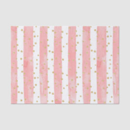 Roze Blush Stripes | Faux Gold Confetti Tissuepapier