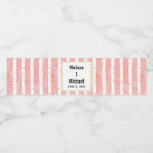 Roze Blush Stripes | Faux Gold Confetti Wedding Waterfles Etiket (Enkel label)