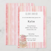 Roze Blush Stripes Macaroon Roos Bloemen Verjaarda Kaart (Voorkant / Achterkant)