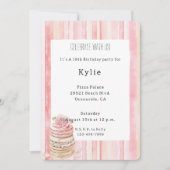 Roze Blush Stripes Macaroon Roos Bloemen Verjaarda Kaart (Voorkant)