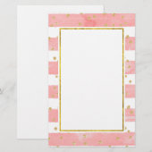 Roze Blush Stripes met Faux Gold Confetti Briefpapier (Voorkant / Achterkant)