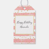 Roze Blush Stripes met Faux Gold Confetti Cadeaulabel (Voorkant)