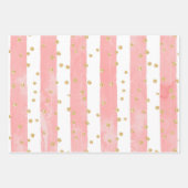Roze Blush Stripes met Faux Gold Confetti Inpakpapier Vel (Voorkant)