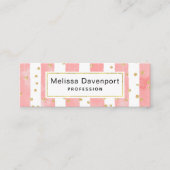 Roze Blush Stripes met Faux Gold Confetti Mini Visitekaartje (Voorkant)