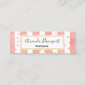 Roze Blush Stripes met Faux Gold Confetti Mini Visitekaartje (Voorkant)