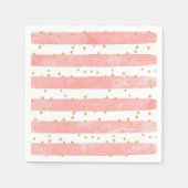 Roze Blush Stripes met Faux Gold Confetti Servet (Voorkant)