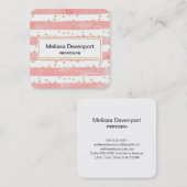 Roze Blush Stripes met Faux Gold Confetti Vierkante Visitekaartje (Voorkant / Achterkant)