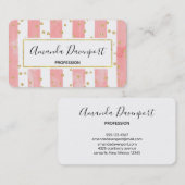 Roze Blush Stripes met Faux Gold Confetti Visitekaartje (Voorkant / Achterkant)