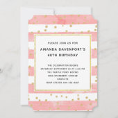 Roze Blush Stripes met Gold Confetti Birthday Kaart (Voorkant)
