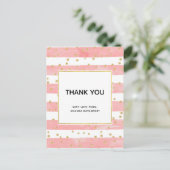Roze Blush Stripes met Gold Confetti Hartelijk dan Briefkaart (Staand voorkant)