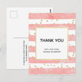 Roze Blush Stripes met Gold Confetti Hartelijk dan Briefkaart (Voorkant / Achterkant)