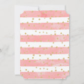 Roze Blush Stripes met Gold Confetti Wedding Kaart (Achterkant)