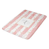 Roze Blush Stripes | Monogram Faux Gold Confetti Badmat (Gekanteld)