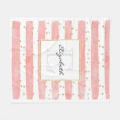 Roze Blush Stripes | Monogram Faux Gold Confetti Fleece Deken (Voorkant (Horizontaal))
