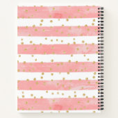 Roze Blush Stripes | Monogram Faux Gold Confetti Notitieboek (Achterkant)