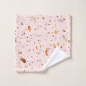 Roze Blush Terrazzo met gouden kopervlekken Bad Handdoek (Wasdoekje)