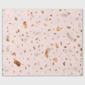 Roze Blush Terrazzo met gouden kopervlekken Cadeaupapier (Vlak)