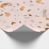 Roze Blush Terrazzo met gouden kopervlekken Cadeaupapier (Hoek)