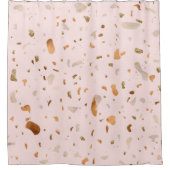 Roze Blush Terrazzo met gouden kopervlekken Douchegordijn (Voorkant)