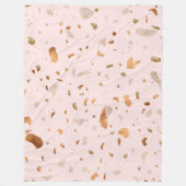 Roze Blush Terrazzo met gouden kopervlekken Fleece Deken (Voorkant)