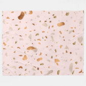 Roze Blush Terrazzo met gouden kopervlekken Fleece Deken (Voorkant (Horizontaal))