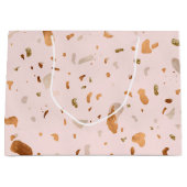 Roze Blush Terrazzo met gouden kopervlekken Groot Cadeauzakje (Voorkant)