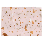 Roze Blush Terrazzo met gouden kopervlekken Groot Cadeauzakje (Achterkant)