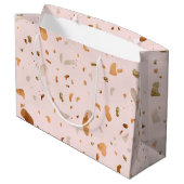 Roze Blush Terrazzo met gouden kopervlekken Groot Cadeauzakje (Achterkant Gekanteld)