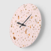 Roze Blush Terrazzo met gouden kopervlekken Grote Klok (Hoek)