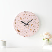 Roze Blush Terrazzo met gouden kopervlekken Grote Klok (Huis)