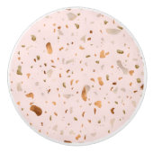 Roze Blush Terrazzo met gouden kopervlekken Keramische Knop (Voorkant)