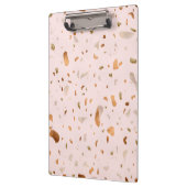 Roze Blush Terrazzo met gouden kopervlekken Klembord (Links)
