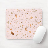 Roze Blush Terrazzo met gouden kopervlekken Muismat (Met muis)
