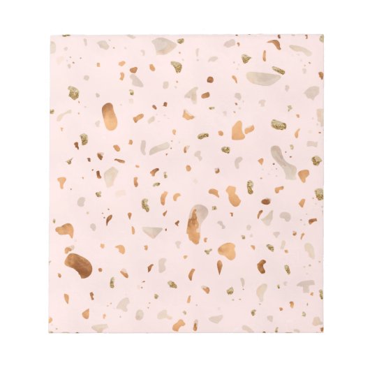 Roze Blush Terrazzo met gouden kopervlekken Notitieblok (Voorkant)