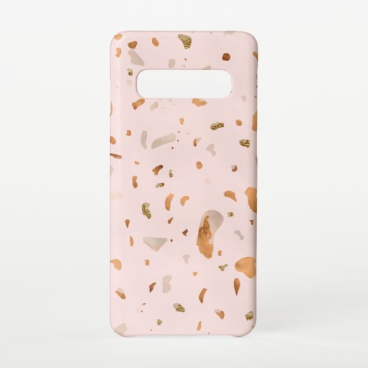 Roze Blush Terrazzo met gouden kopervlekken Samsung Galaxy Hoesje (Achterkant)