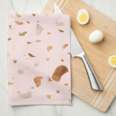 Roze Blush Terrazzo met gouden kopervlekken Theedoek (Quarter Fold)