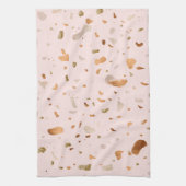 Roze Blush Terrazzo met gouden kopervlekken Theedoek (Verticaal)