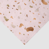 Roze Blush Terrazzo met gouden kopervlekken Tissuepapier (Detail)