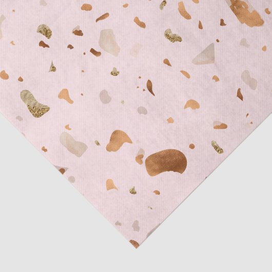 Roze Blush Terrazzo met gouden kopervlekken Tissuepapier (Detail)