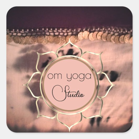 Roze Blush Tie Dye OM Lotus Business Logo Vierkante Sticker (Voorkant)