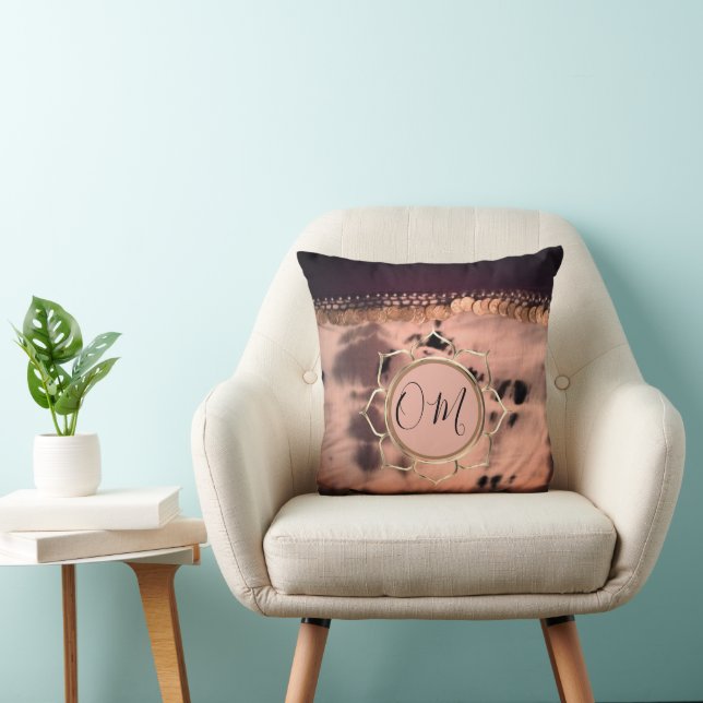 Roze Blush Tie Dye OM Lotus Kussen (Stoel)